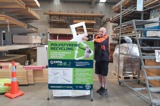 Kevin Scanlon with polystyrene recycling collection cube